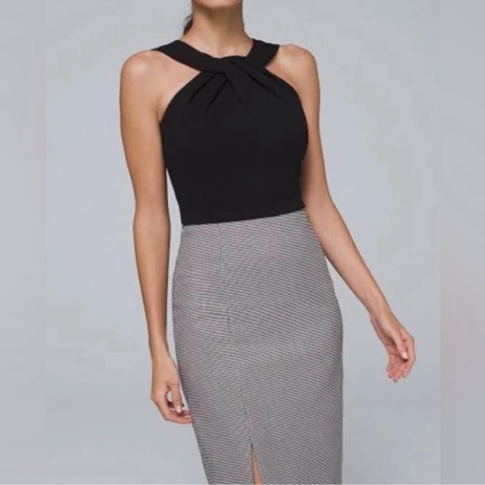 NWT Sz 10 WHBM Elegant Black and Gray Women's Dress